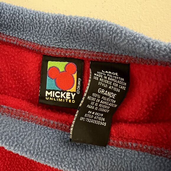 Vintage Y2K Mickey Charmer Red Fleece Pullover L Disney Jerry Leigh Embroidered - Picture 6 of 14
